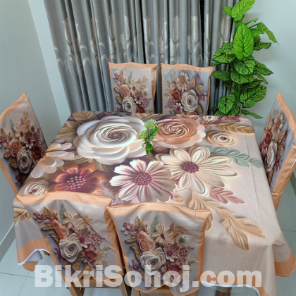 3D Table Met Printed chair cover and dining table cover